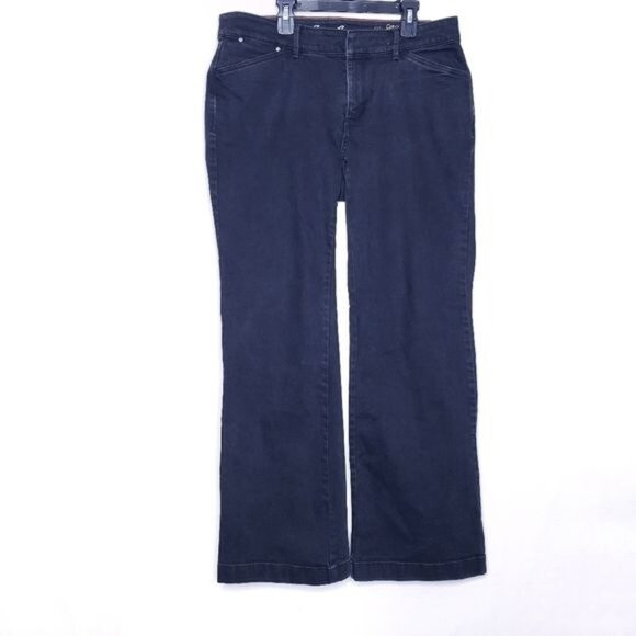 Eddie Bauer Black Denim Curvy Trouser Pants Flare Jeans Women's Size 10 - Picture 1 of 11